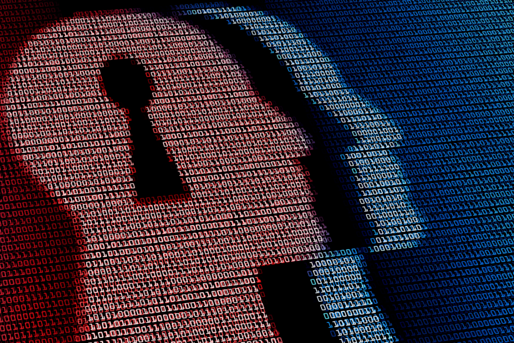 Human head with lock hole in digital background.